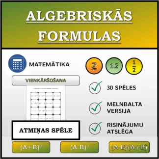 Atmiņas spēle: Algebriskās formulas, vienkāršošana