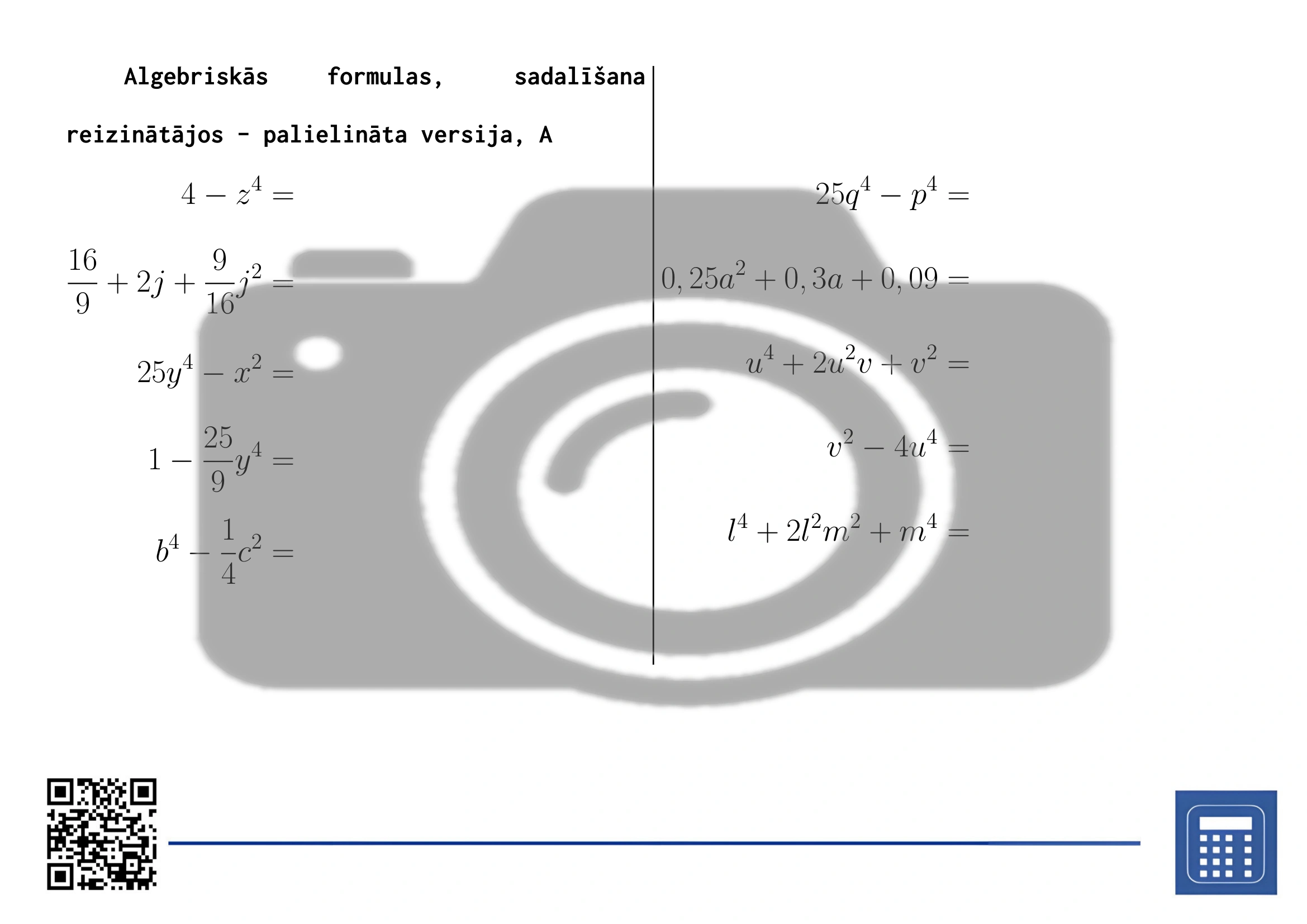 Darba lapa: Algebriskās formulas, sadalīšana reizinātājos - Image 3