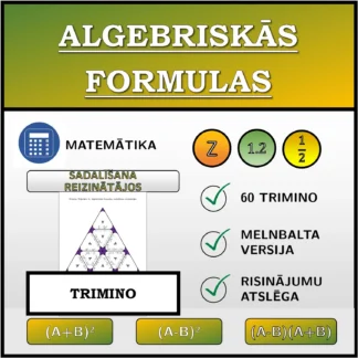 Trimino: Algebriskās formulas, sadalīšana reizinātājos