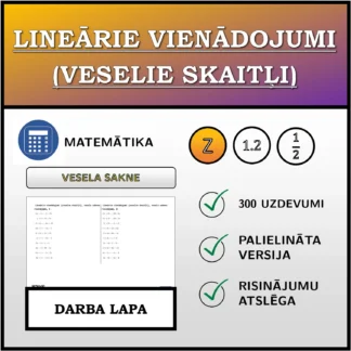 Darba lapa: Lineārie vienādojumi (veselie skaitļi), vesels saknes risinājums