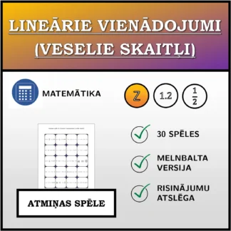 Atmiņas spēle: Lineārie vienādojumi (veselie skaitļi)