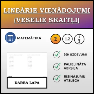 Darba lapa: Lineārie vienādojumi (veselie skaitļi)