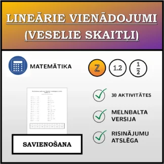 Savienošanas uzdevums: Lineārie vienādojumi (veselie skaitļi)