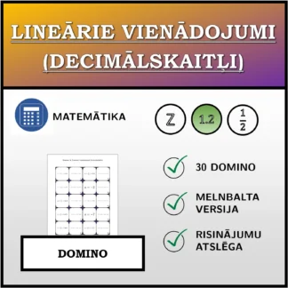 Domino: Lineārie vienādojumi (decimālskaitļi)