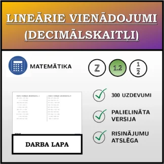 Darba lapa: Lineārie vienādojumi (decimālskaitļi)