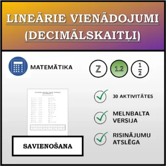 Savienošanas uzdevums: Lineārie vienādojumi (decimālskaitļi)