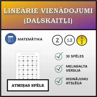 Atmiņas spēle: Lineārie vienādojumi (daļskaitļi)