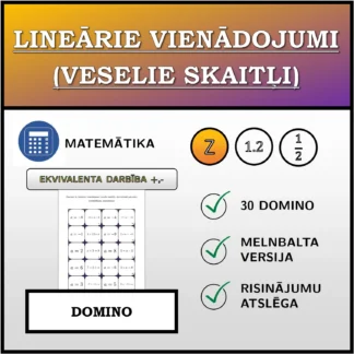 Domino: Lineārie vienādojumi (veselie skaitļi), ekvivalentā pārveide (saskaitīšana, atņemšana)