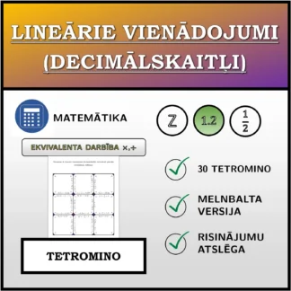 Tetromino: Lineārie vienādojumi (decimālskaitļi), ekvivalentā pārveide (reizināšana, dalīšana)