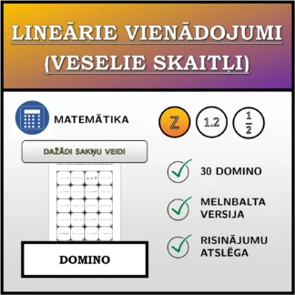 Domino: Lineārie vienādojumi (veselie skaitļi), dažādi sakņu tipi