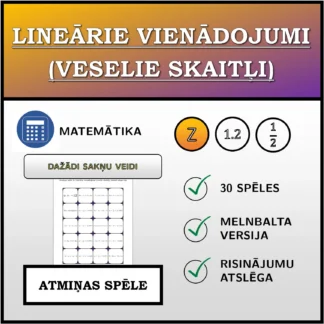 Atmiņas spēle: Lineārie vienādojumi (veselie skaitļi), dažādi sakņu tipi