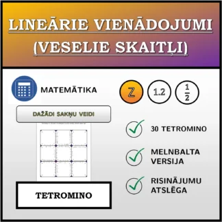 Tetromino: Lineārie vienādojumi (veselie skaitļi), dažādi sakņu tipi