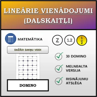 Domino: Lineārie vienādojumi (daļskaitļi), dažādi sakņu tipi