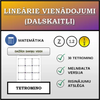Tetromino: Lineārie vienādojumi (daļskaitļi), dažādi sakņu tipi