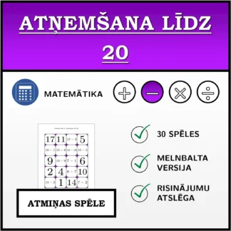 Atmiņas spēle: Atņemšana līdz 20