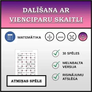Atmiņas spēle: Dalīšana ar vienciparu skaitli