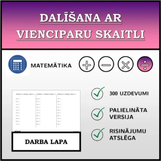 Darba lapa: Dalīšana ar vienciparu skaitli