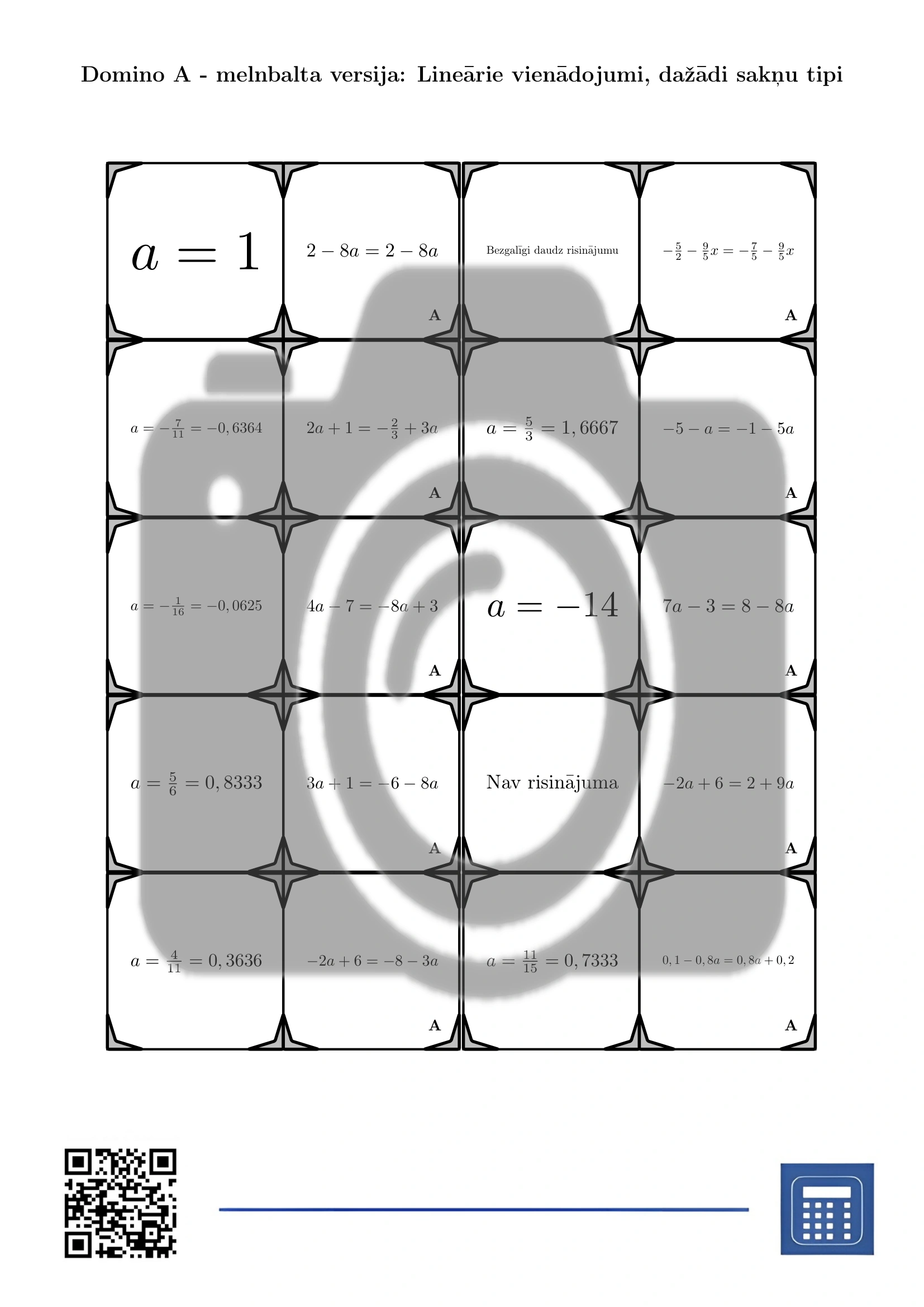 Domino: Lineārie vienādojumi, dažādi sakņu tipi - Image 3
