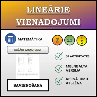 Savienošanas uzdevums: Lineārie vienādojumi, dažādi sakņu tipi