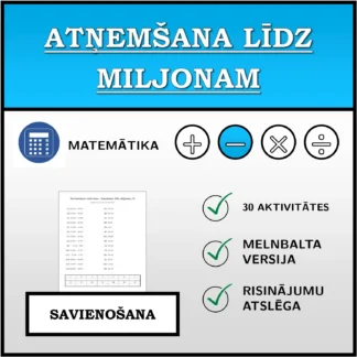 Savienošanas uzdevums: Atņemšana līdz miljonam