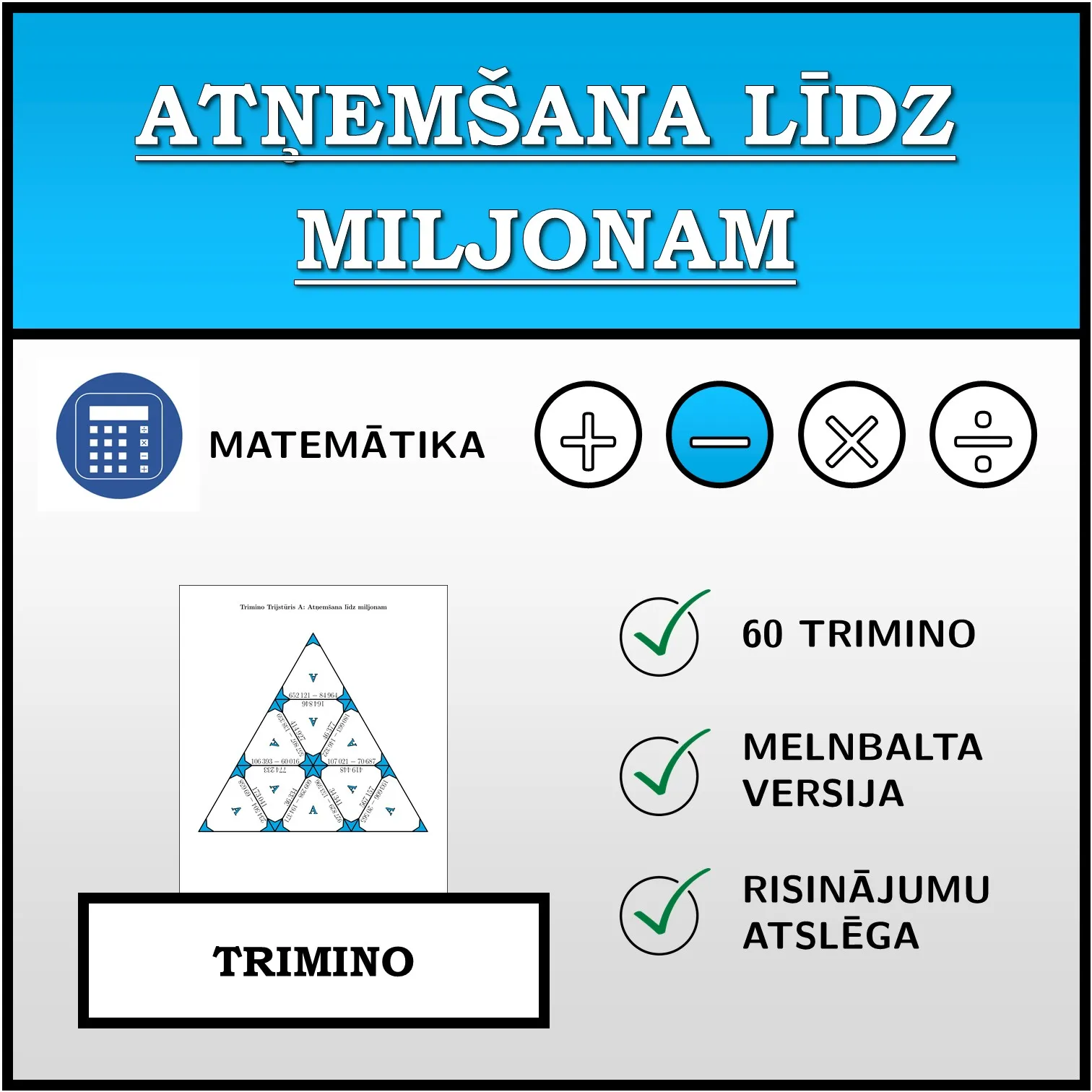 Trimino: Atņemšana līdz miljonam