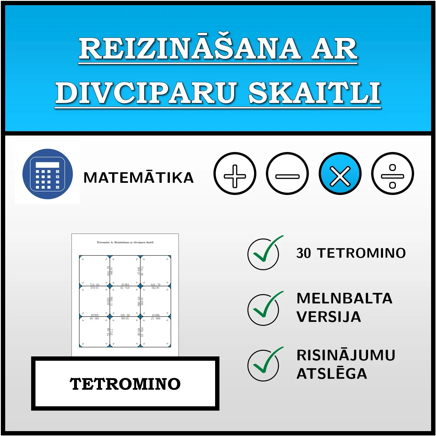 Tetromino: Reizināšana ar divciparu skaitli