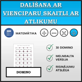 Domino: Dalīšana ar vienciparu skaitli ar atlikumu