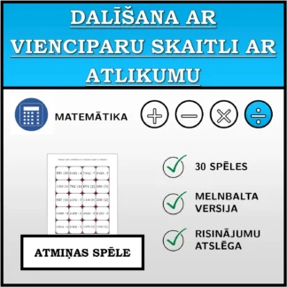 Atmiņas spēle: Dalīšana ar vienciparu skaitli ar atlikumu