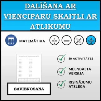 Savienošanas uzdevums: Dalīšana ar vienciparu skaitli ar atlikumu