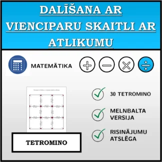 Tetromino: Dalīšana ar vienciparu skaitli ar atlikumu