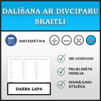Darba lapa: Dalīšana ar divciparu skaitli