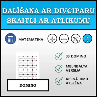 Domino: Dalīšana ar divciparu skaitli ar atlikumu