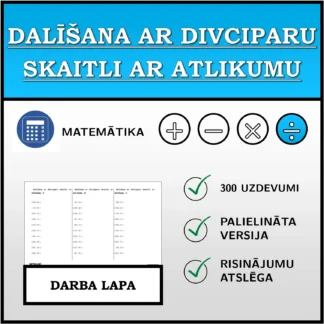 Darba lapa: Dalīšana ar divciparu skaitli ar atlikumu
