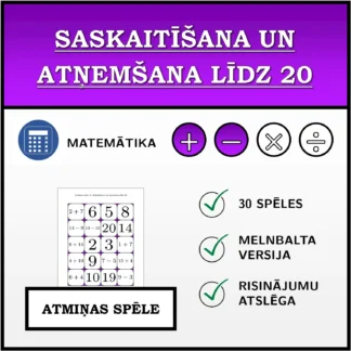 Atmiņas spēle: Saskaitīšana un atņemšana līdz 20