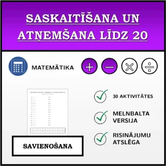 Savienošanas uzdevums: Saskaitīšana un atņemšana līdz 20