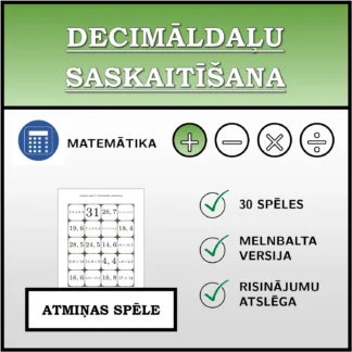 Atmiņas spēle: Decimāldaļu saskaitīšana