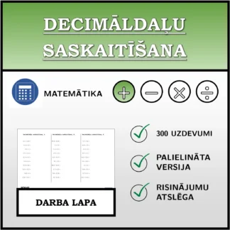 Darba lapa: Decimāldaļu saskaitīšana