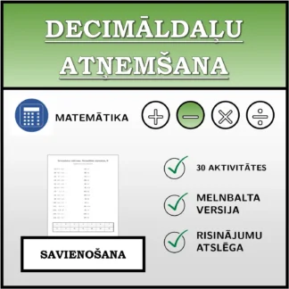 Savienošanas uzdevums: Decimāldaļu atņemšana