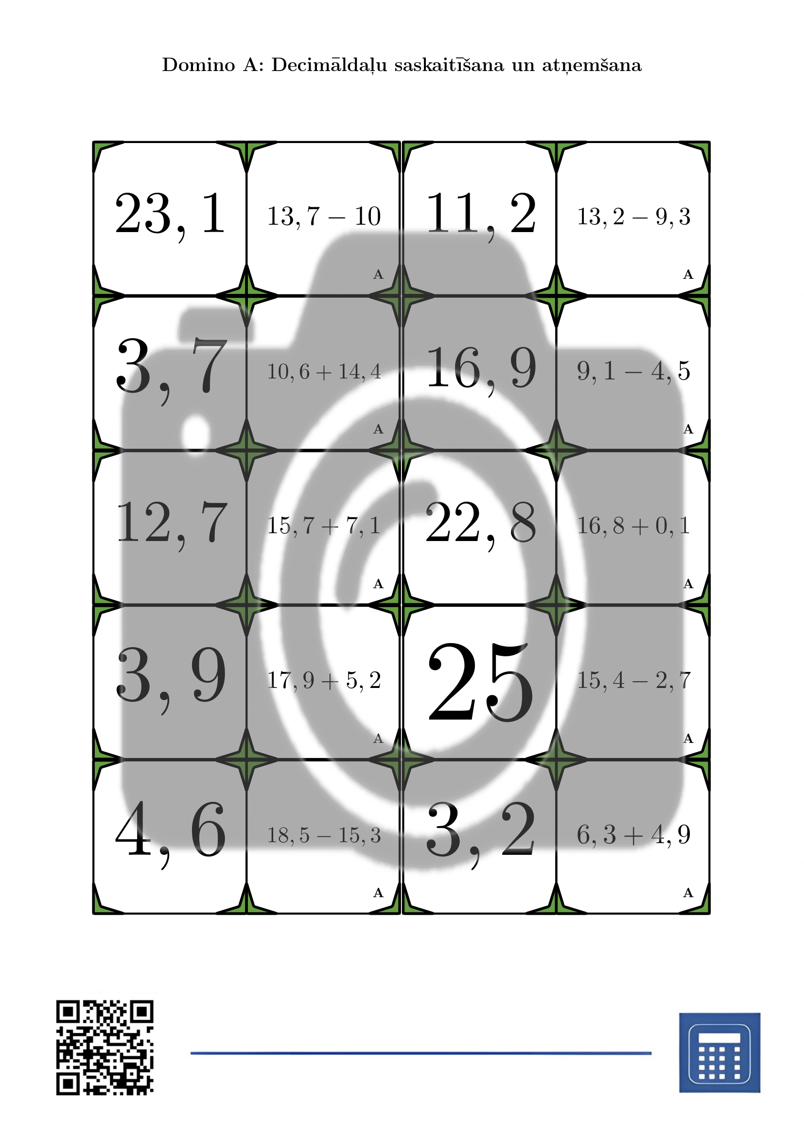 Domino: Decimāldaļu saskaitīšana un atņemšana - Image 2