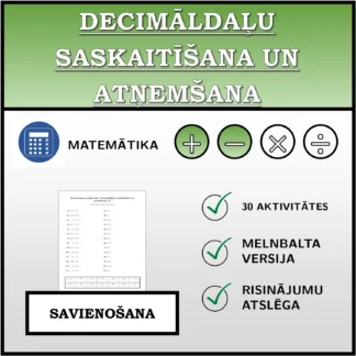 Savienošanas uzdevums: Decimāldaļu saskaitīšana un atņemšana