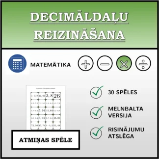 Atmiņas spēle: Decimāldaļu reizināšana