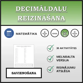Savienošanas uzdevums: Decimāldaļu reizināšana