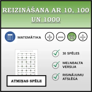 Atmiņas spēle: Reizināšana ar 10, 100 un 1000