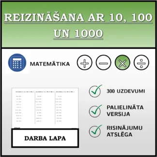 Darba lapa: Reizināšana ar 10, 100 un 1000