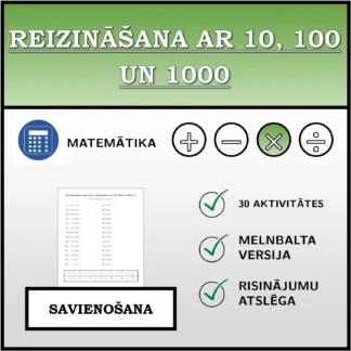 Savienošanas uzdevums: Reizināšana ar 10, 100 un 1000