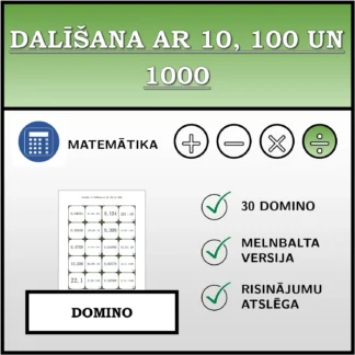Domino: Dalīšana ar 10, 100 un 1000