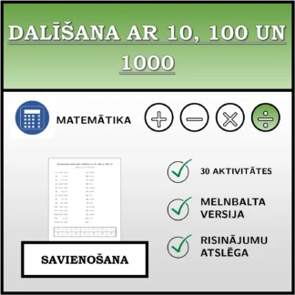 Savienošanas uzdevums: Dalīšana ar 10, 100 un 1000