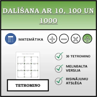 Tetromino: Dalīšana ar 10, 100 un 1000