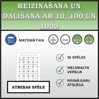 Atmiņas spēle: Reizināšana un dalīšana ar 10, 100 un 1000