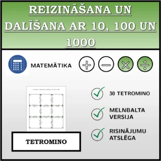 Tetromino: Reizināšana un dalīšana ar 10, 100 un 1000
